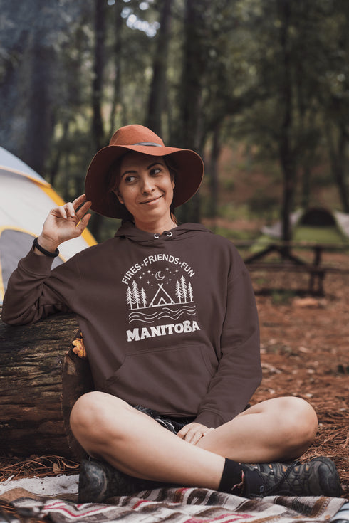 C & Win Sports Manitoba-Fires, Friends, Fun Hoodie Dark Chocolate / S - C & Win Sports